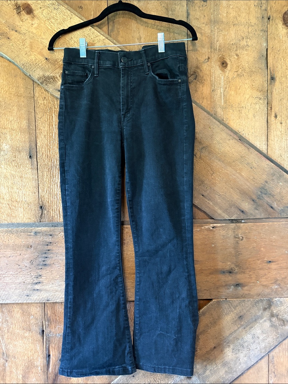MOTHER The Weekender Black Bootcut Jeans High Rise Flare Denim Size 27